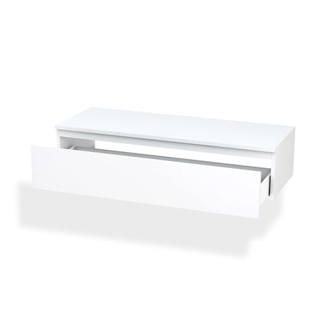 Mobile Bagno Sospeso 220cm Top Con Lavabo, Base Con Cassetto E Specchio Con LED Integrato