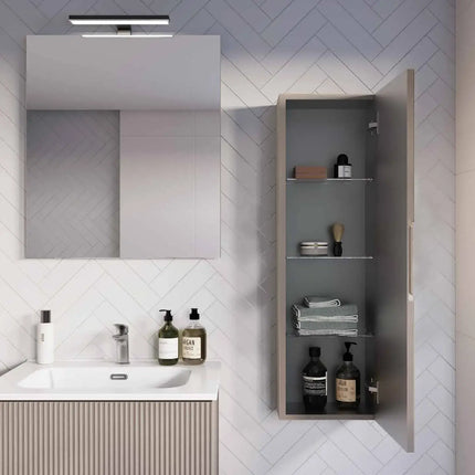 Mobile bagno sospeso 60 cm Creta con lavabo in ceramica e specchio LED – Verso Legnobagno (dettaglio 2)