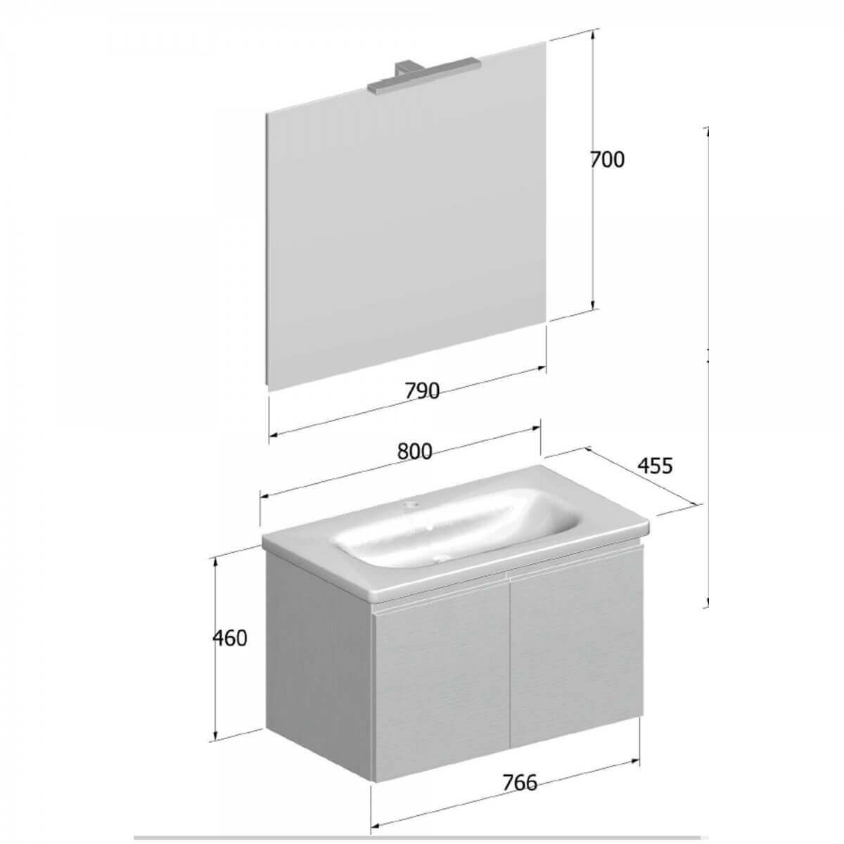 Mobile Bagno Sospeso 80cm Bianco Con Sportelli