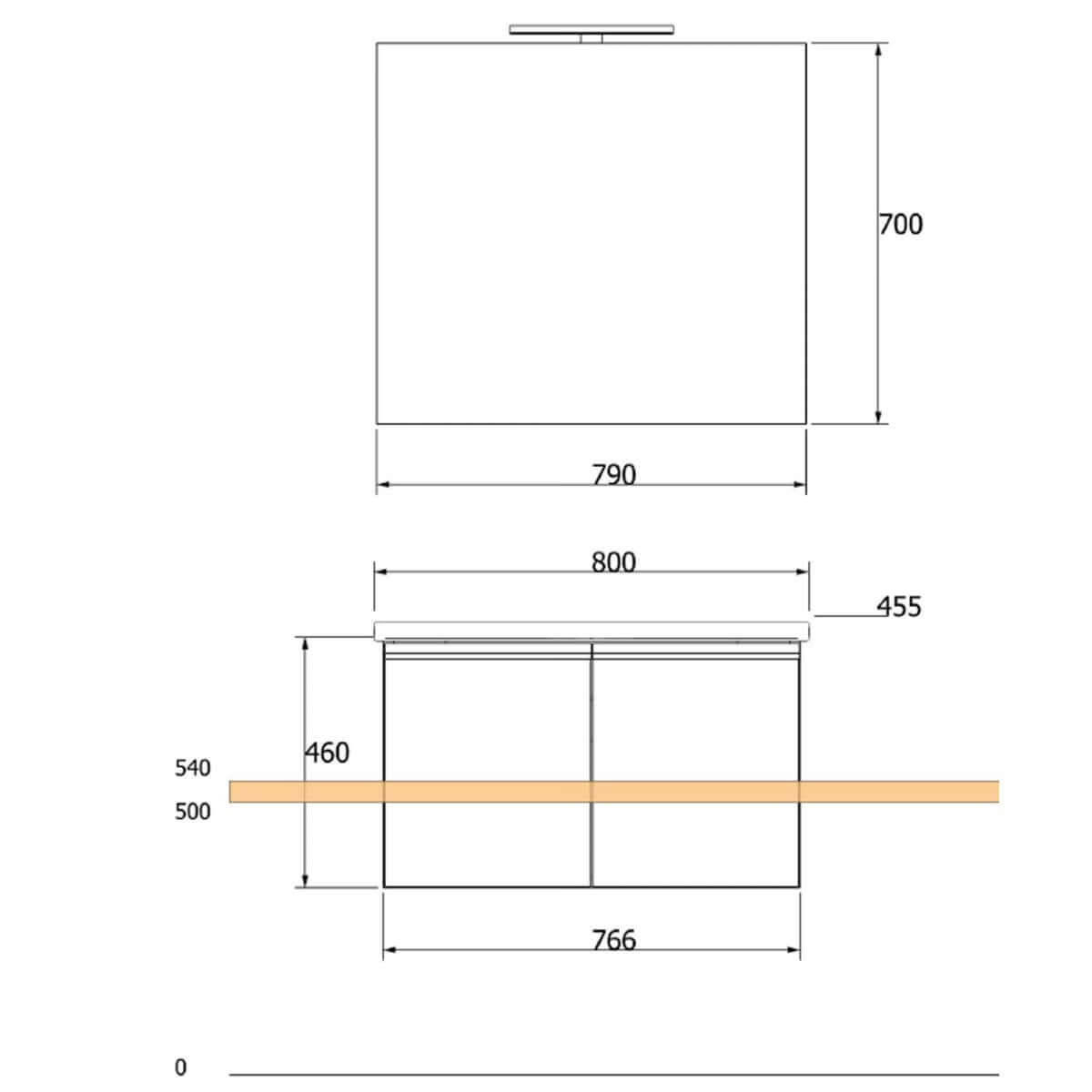 Mobile Bagno Sospeso 80cm Bianco Con Sportelli