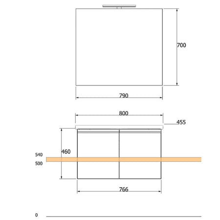 Mobile Bagno Sospeso 80cm Bianco Con Sportelli