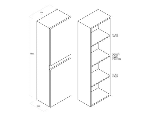 Mobile Bagno Sospeso100cm Con 1 Cassetto, Vano a Giorno, Pensile Colonna, Specchio e Lampada
