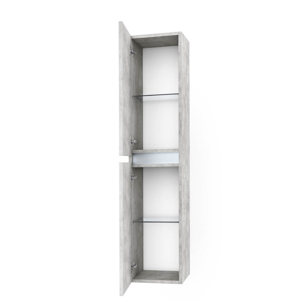 Mobile Bagno Sospeso100cm Con 1 Cassetto, Vano a Giorno, Pensile Colonna, Specchio e Lampada