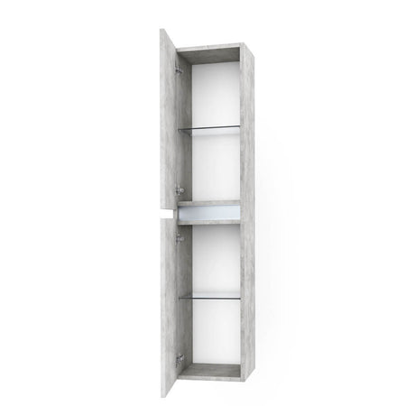 Mobile Bagno Sospeso100cm Con 1 Cassetto, Vano a Giorno, Pensile Colonna, Specchio e Lampada