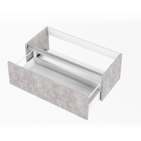 Mobile Bagno Sospeso100cm Con 1 Cassetto, Vano a Giorno, Pensile Colonna, Specchio e Lampada
