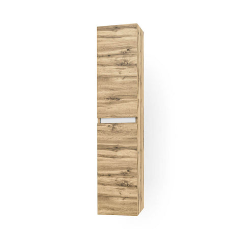 Mobile Bagno Sospeso100cm Con 1 Cassetto, Vano a Giorno, Pensile Colonna, Specchio e Lampada