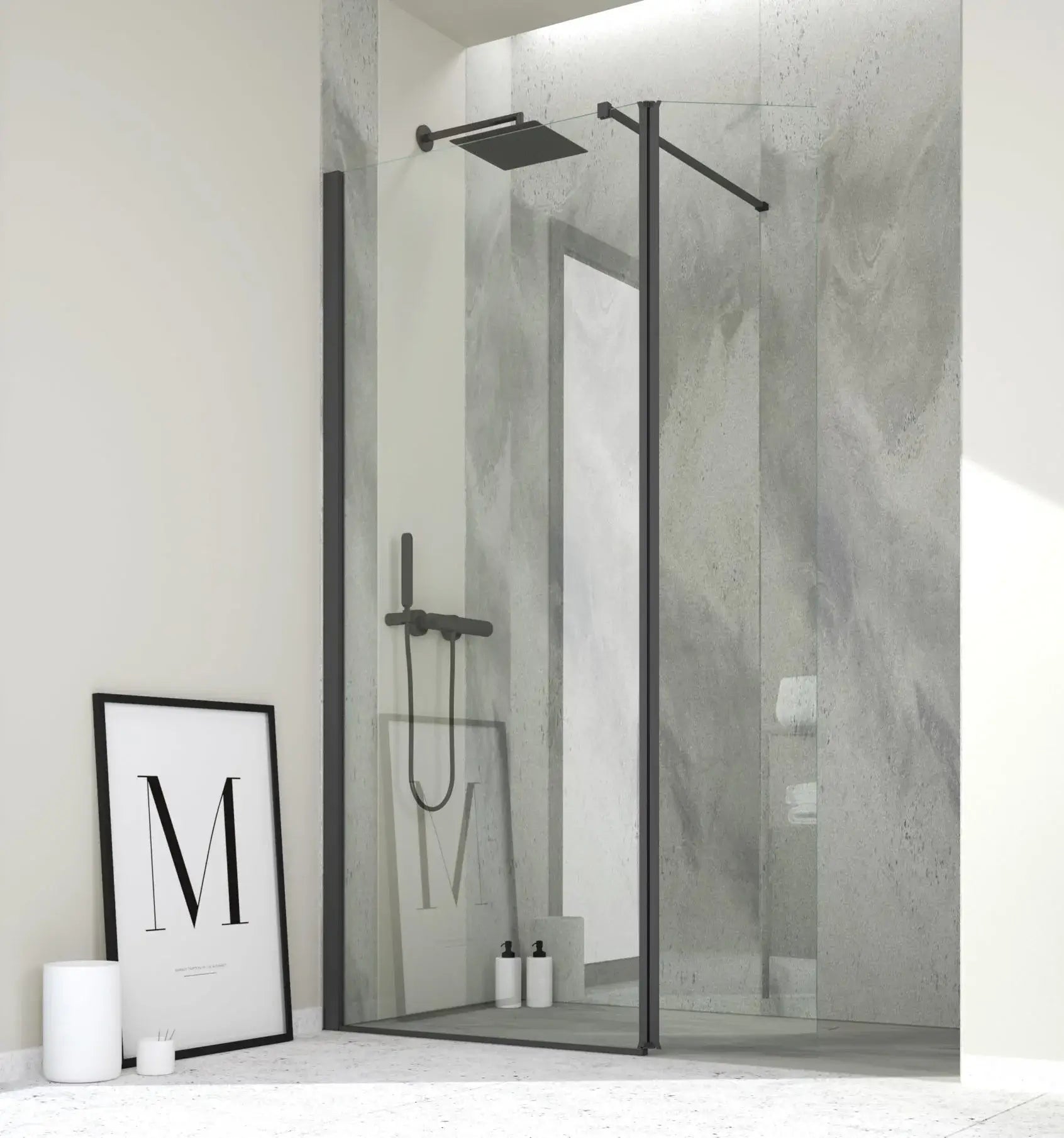 Parete Doccia Walk-In Con Paraschizzi H200 6mm