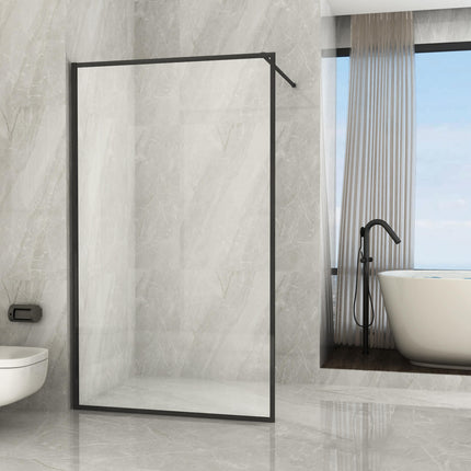Parete Doccia Walk In H195cm 8mm Framed Profili Neri