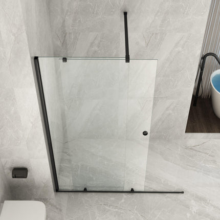 Parete Doccia Walk-In Scorrevole Profili Neri 8mm H195cm