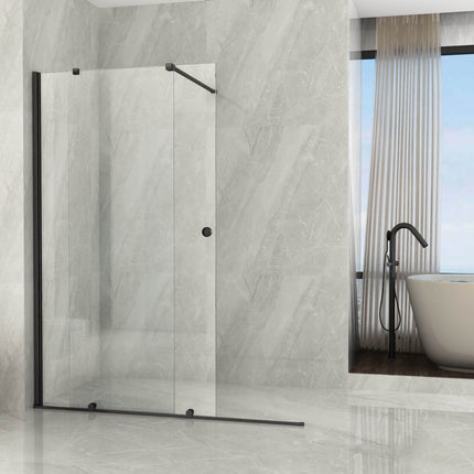 Parete Doccia Walk-In Scorrevole Profili Neri 8mm H195cm