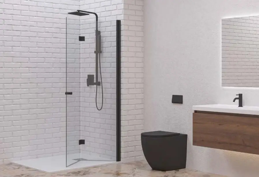 Parete Walk In A Libro H200cm Trasparente 6mm S7 Profilo Nero