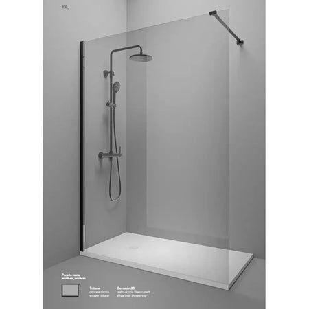Parete Walk In Profili Neri H200 Anticalcare 6mm Trasparente