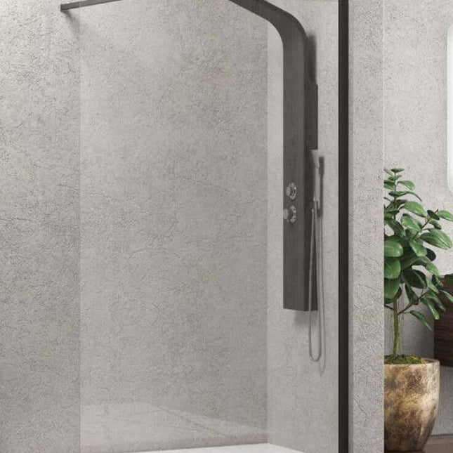 Parete Walkin H200cm Cristallo Trasparente 8mm Anticalcare Profili Nero Opaco