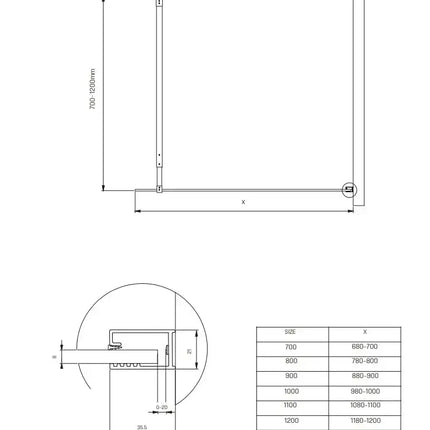 Parete Walkin H200cm Fumè 8mm Anticalcare Profili Cromo