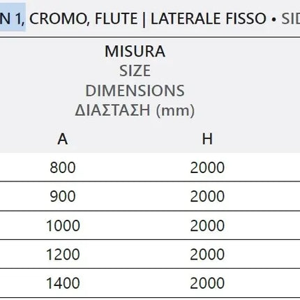 Parete Walkin H200cm Opaca 8mm Anticalcare Profili Cromo
