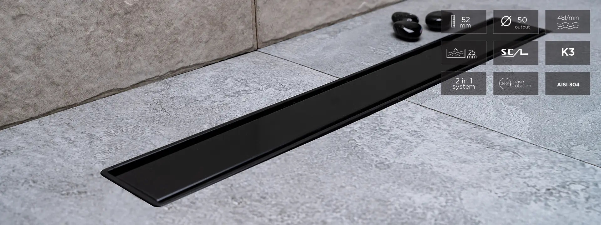 PESTAN - Canalina Di Scarico Doccia Acciaio Inox Nero Opaco