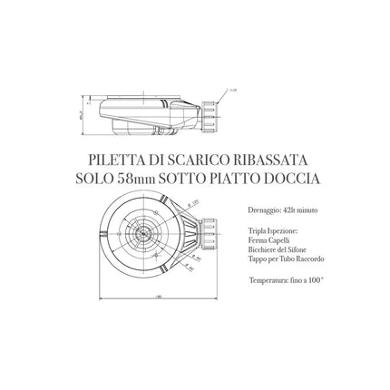 Piatto Doccia Mineralmarmo Bianco Scarico Nascosto