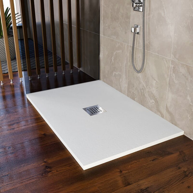 Piatto Doccia Mineralmarmo Pietra Bianco Scarico Centrale