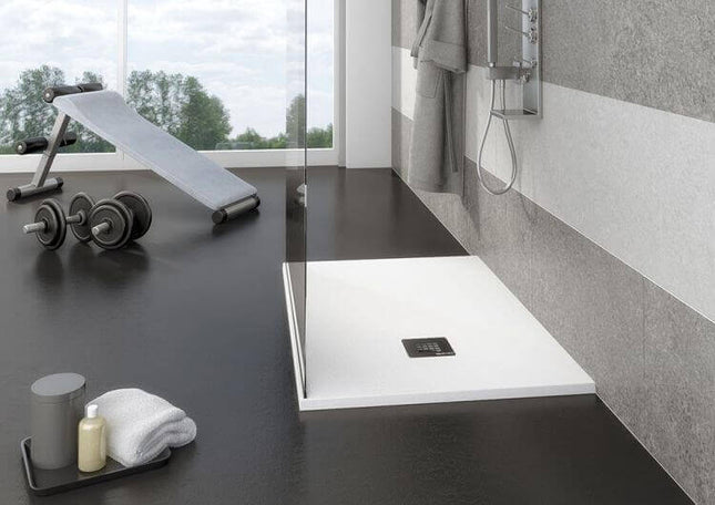 Piatto Doccia Solidstone Pietra Mineral Marmo Bianco H2.8cm