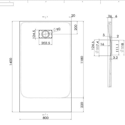 Piatto Doccia Spessore 2,6cm In SMC Effetto Pietra - Bianco
