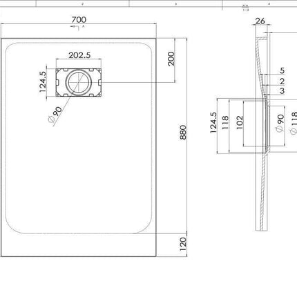 Piatto Doccia Spessore 2,6cm In SMC Effetto Pietra - Bianco