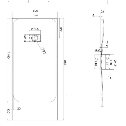Piatto Doccia Spessore 2,6cm In SMC Effetto Pietra - Grigio Chiaro
