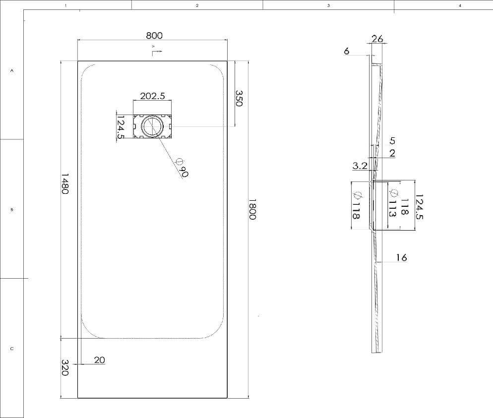 Piatto Doccia Spessore 2,6cm In SMC Effetto Pietra - Grigio Chiaro