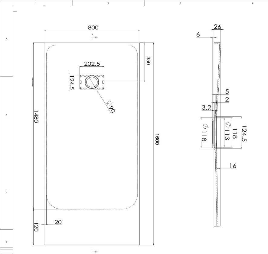 Piatto Doccia Spessore 2,6cm In SMC Effetto Pietra - Grigio Chiaro