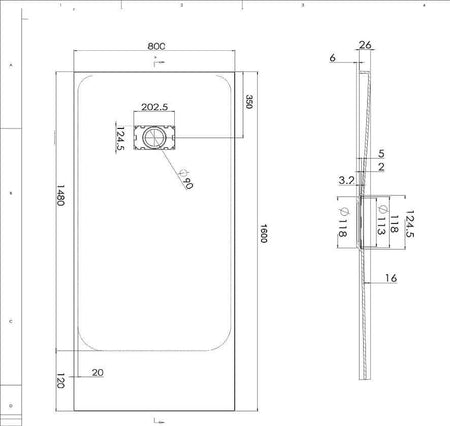 Piatto Doccia Spessore 2,6cm In SMC Effetto Pietra - Grigio Chiaro