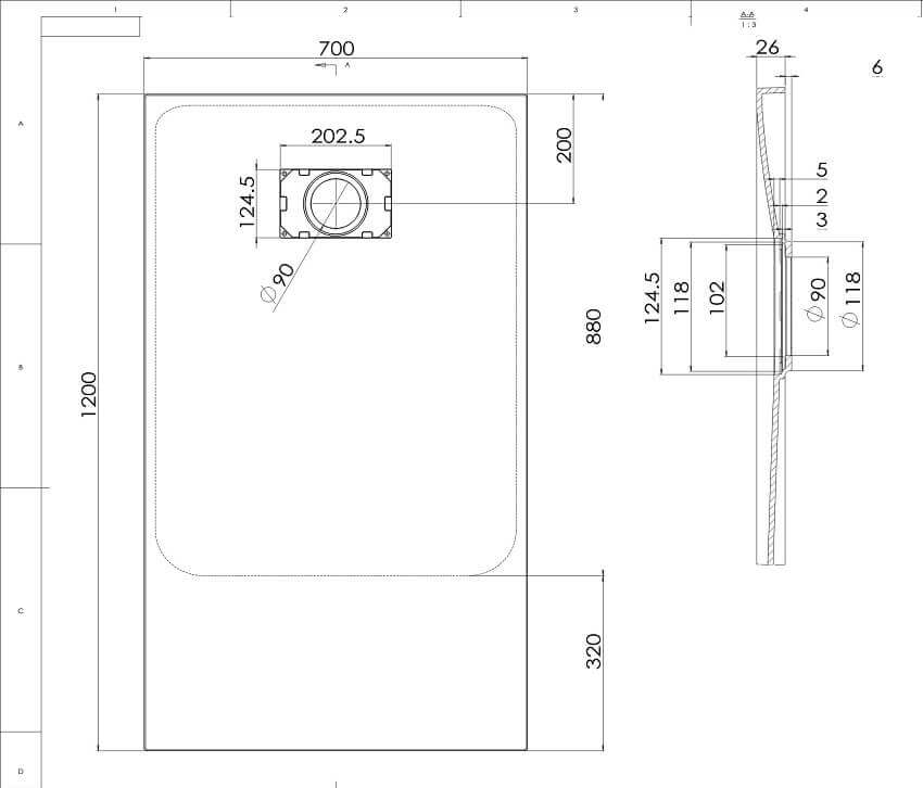 Piatto Doccia Spessore 2,6cm In SMC Effetto Pietra - Grigio Chiaro
