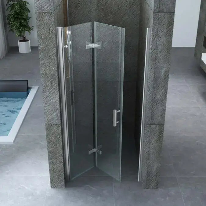 Porta Doccia 90cm Apertura A Libro 8mm Trasparente H195 - 90 cm - Porta Doccia Idrom