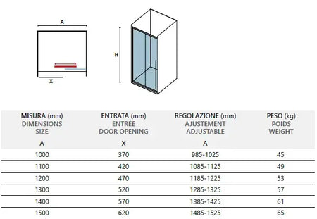 Porta Doccia H200 Scorrevole Trasparente 8mm Anticalcare