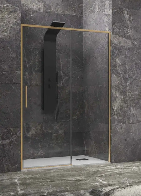 Porta Doccia H200 Trasparente Anticalcare Profili Oro
