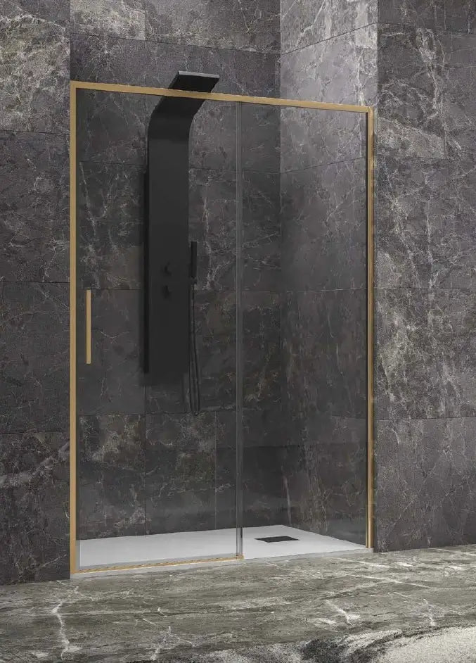Porta Doccia H200 Trasparente Anticalcare Profili Oro