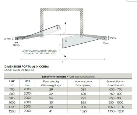 Porta Doccia Saloon 6mm Anticalcare H200 Trasparente