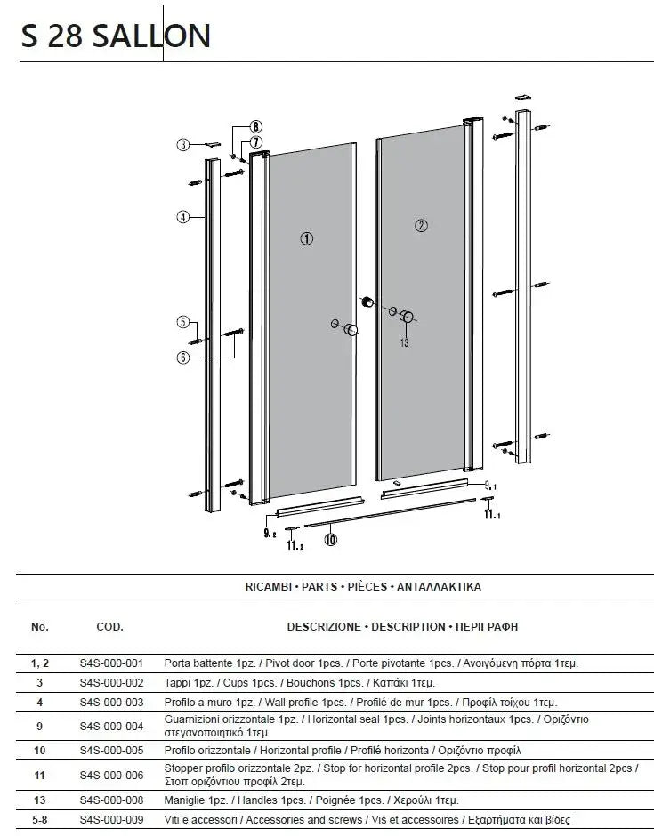 Porta Doccia Saloon H200 6mm Trasparente
