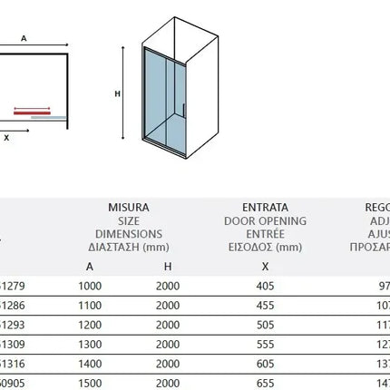 Porta Doccia Scorrevole 6mm Anticalcare H200