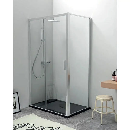 Box doccia QUICK cromato anta scorrevole singola, cristallo 6mm trasparente H200, lato fisso anticalcare, montaggio facile