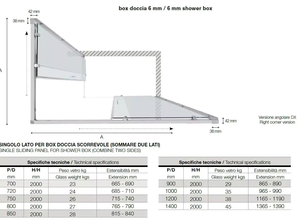 QUICK | Box Doccia 6mm Porte Scorrevoli Anticalcare Montaggio Rapido