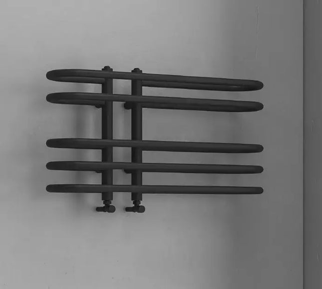 Radiatore Scaldasalviette Nero Opaco Design Moderno - 70x40