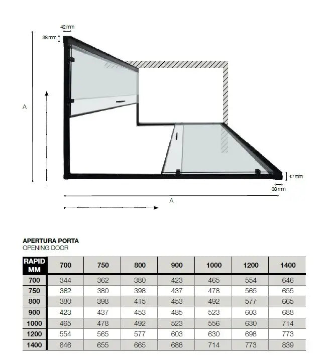 RAPID | Box Doccia Tre Lati Profili Neri 6mm Anticalcare Montaggio Rapido
