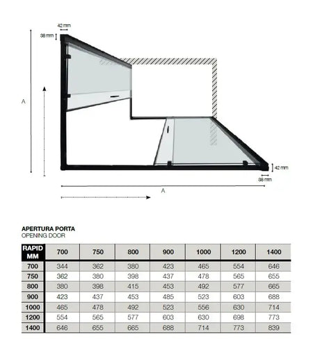 RAPID | Box Doccia Tre Lati Profili Neri 6mm Anticalcare Montaggio Rapido