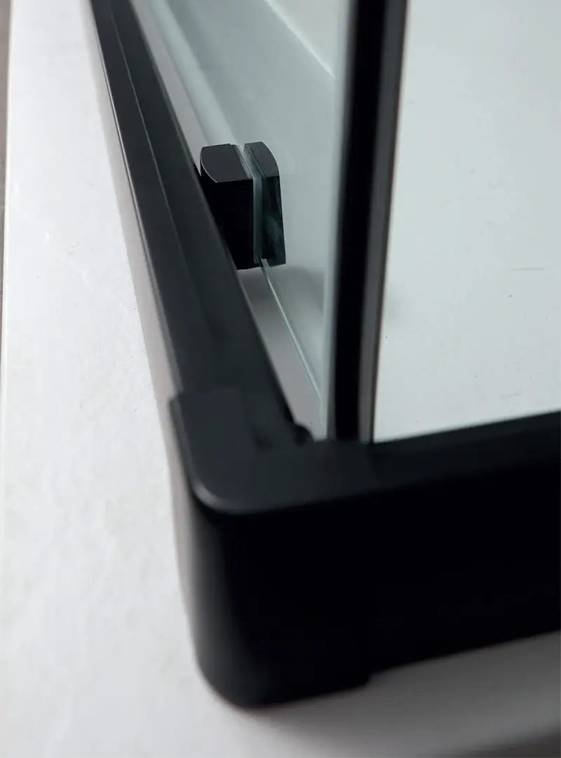 RAPID | Box Doccia Tre Lati Profili Neri 6mm Anticalcare Montaggio Rapido