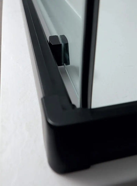 RAPID | Box Doccia Tre Lati Profili Neri 6mm Anticalcare Montaggio Rapido