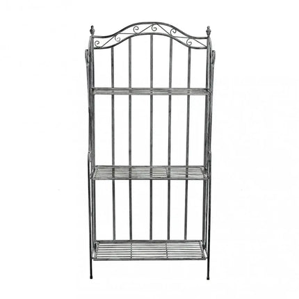 Scaffale Da Terra Stile Provenzale Ferro Bianco Intagliato 3 Ripiani
