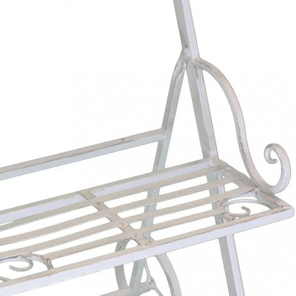 Etagère Scaffale Da Terra Stile Provenzale Ferro Bianco Intagliato 3 Ripiani