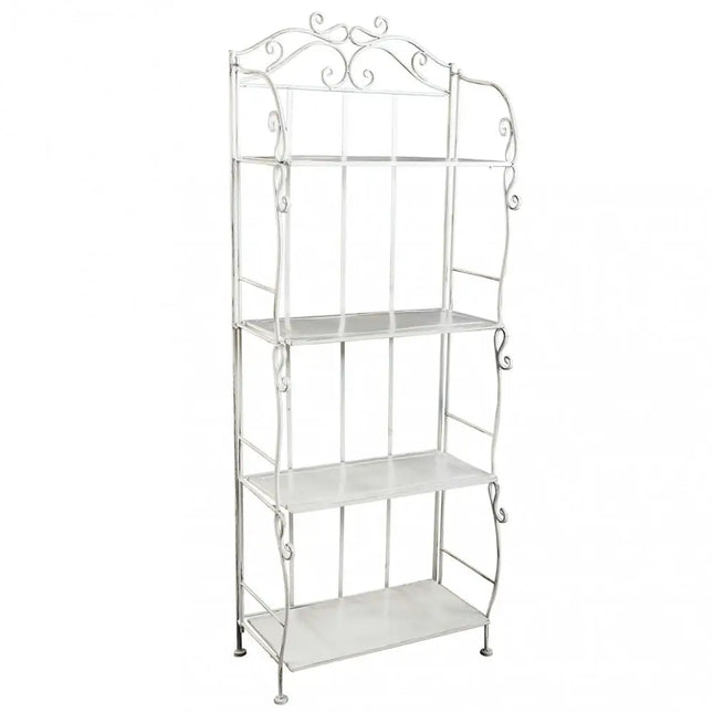 Way Home Store Etagere In Ferro Battuto Bianco 4 Ripiani - Portapiante 149cm Per Esterno/Interno