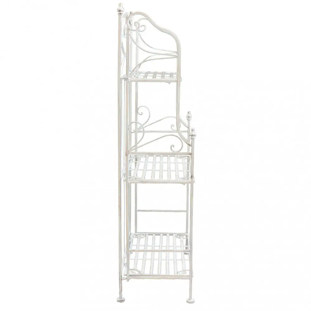 Scaffale Da Terra Stile Provenzale Ferro Bianco Intagliato