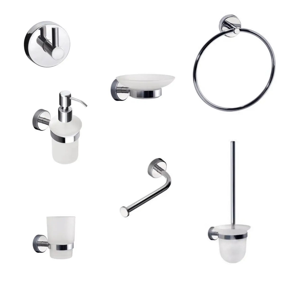 Set Accessori Bagno Vetro Temperato Design Sospeso