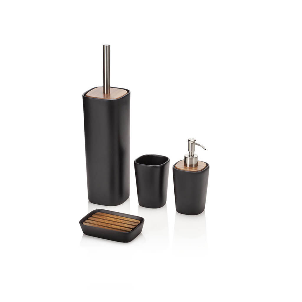 Set di accessori da bagno, colore: nero opaco Contemporaneo 4 pezzi